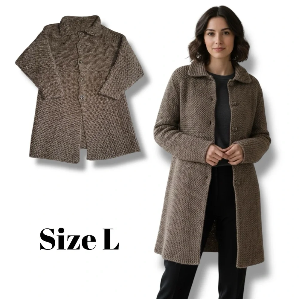 Vintage Look Knit Midi Coatigan - Based on Measurements Fits L/XL Sweater Coat 🤎